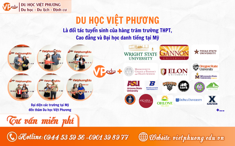 Du học Việt Phương là đại diện của nhiều trường THPT, Cao đẳng và Đại học hàng đầu tại Mỹ