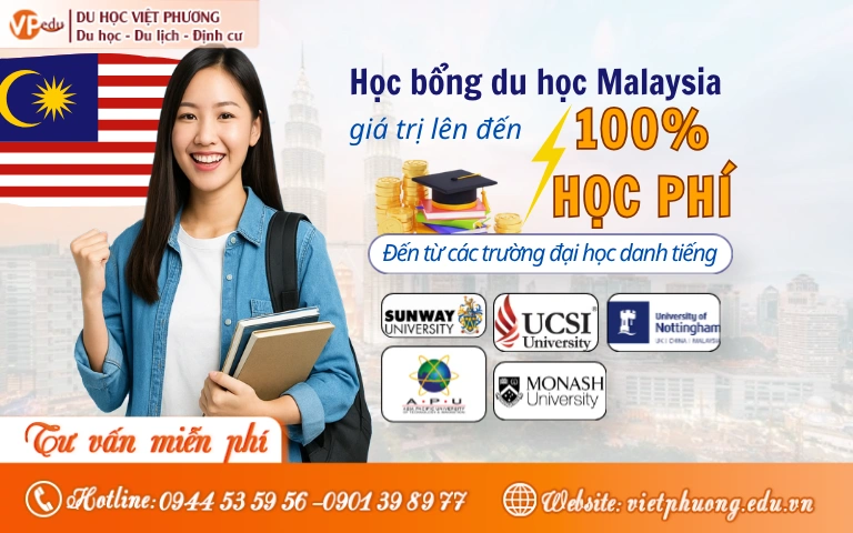 Học bổng du học Malaysia 2026: Giá trị UP TO 100% học phí