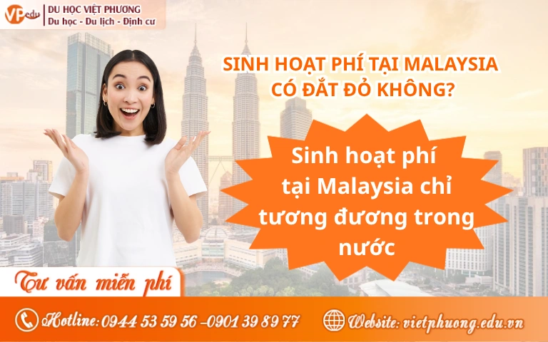 Sinh hoạt phí ở Malaysia chỉ tương đương trong nước